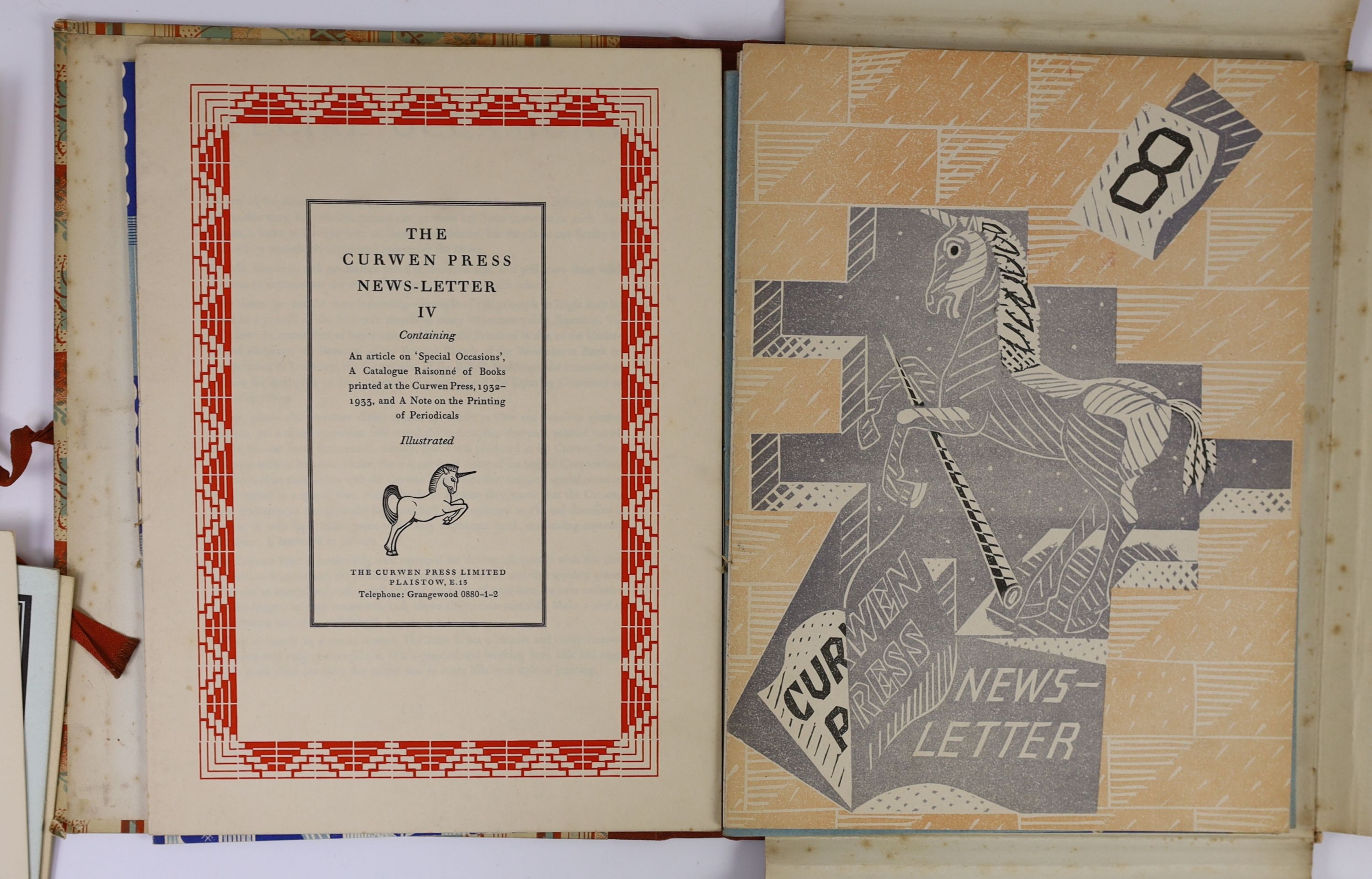 Various [The Curwen Press] - The Curwen Press News-Letter. 1st ed. 15 vols of 16 (lacking no.2). Adorned with numerous illustrations throughout, many coloured and some folding sections. Publishers illustrated paper cover